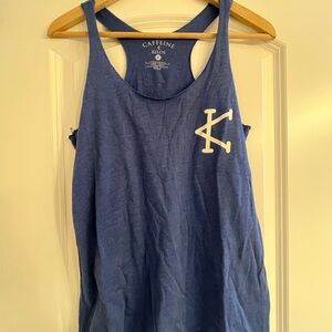 Caffeine & kilos Blue Tank Top with White Logo